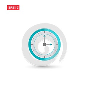 Blue wall clock vector icon isolated