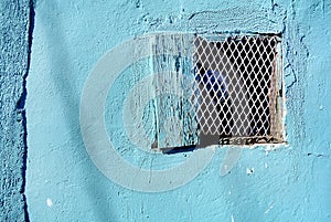 Blue wall with electric mete photo