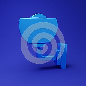 Blue Wall lamp or sconce icon isolated on blue background. Wall lamp light. Minimalism concept. 3D render illustration