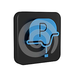 Blue War journalist correspondent icon isolated on transparent background. Live news. Black square button.