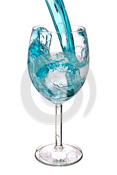 Blue warer in glass