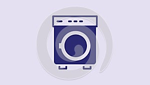 Blue Washer icon isolated on purple background. Washing machine icon. Clothes washer - laundry machine. Home appliance