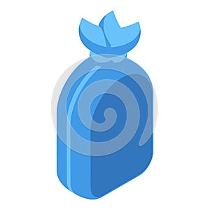 Blue waste pack icon isometric vector. Trash bag