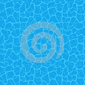 Blue water background. Seamless blue ripples pattern. Water pool texture bottom background. Vector illustration