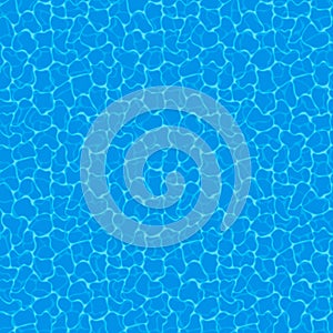 Blue water background. Seamless blue ripples pattern. Water pool texture bottom background. Vector illustration