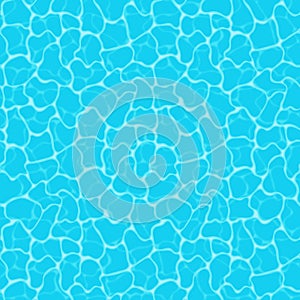 Blue water background. Seamless blue ripples pattern. Water pool texture bottom background. Vector illustration