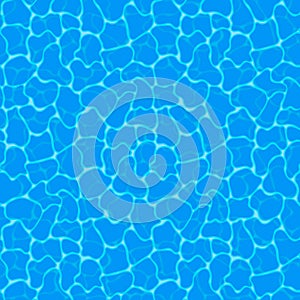 Blue water background. Seamless blue ripples pattern. Water pool texture bottom background. Vector illustration