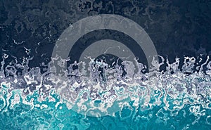 Blue water background with splashes of waves.Water waves texture banner background.
