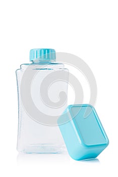 Blue Water Bottle with cap on white