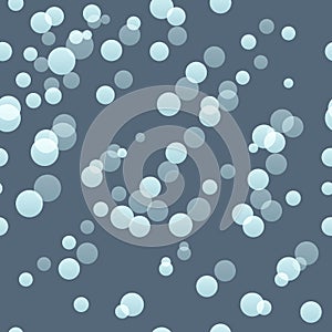 Blue water bubbles seamless background. Repeating blue bokeh pattern. Vector