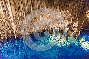 Blue water of Cuevas del Drach, Mallorca Island, Spain photo