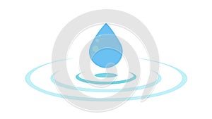 Blue Water Drop with Concentric Ripples Vector, vector design Generative AI
