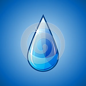 Blue water drop falling