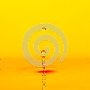 Blue water drop falling down