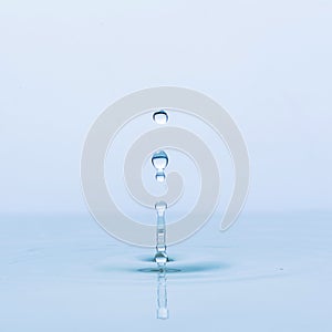 Blue water drop falling down