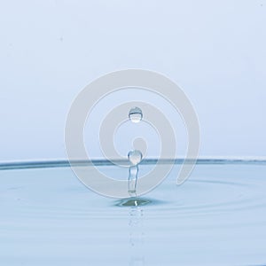 Blue water drop falling down