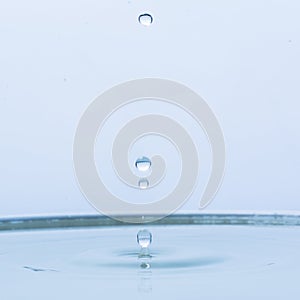 Blue water drop falling down