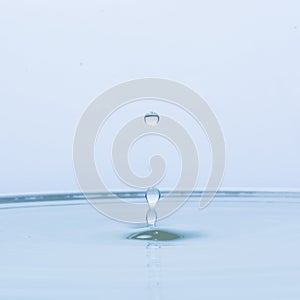 Blue water drop falling down