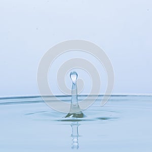 Blue water drop falling down