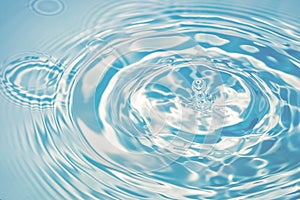 Blue water drop falling down. Abstract blue circle water drop ri