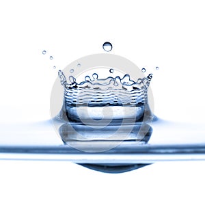 Blue water drop falling down