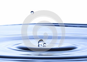 Blue water drop falling down