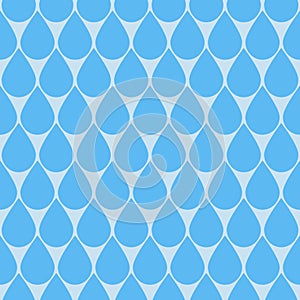 Blue water drop seamless pattern, large drop rain flat background for wrapping paper design