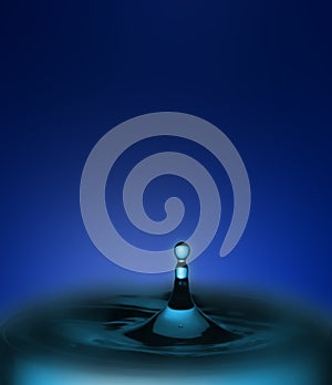 Blue water drop splash