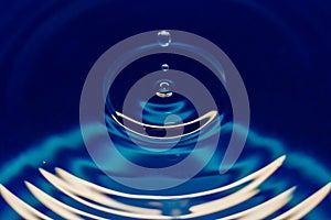 Blue Water drop splash. Abstract picture of nature theme