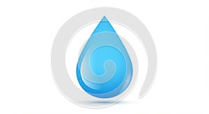 Blue water droplet illustration on a white background. The droplet has a smooth,