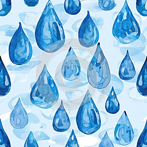 Blue water drops form a pattern on a white background Concept of World Water Day, pattern