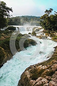 Blue water Falls Chiapas Mexico, The Agua Azul mexican cascades