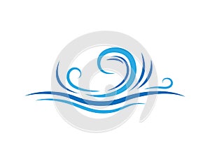 Blue water fluid wave icon object element vector isolated on white background