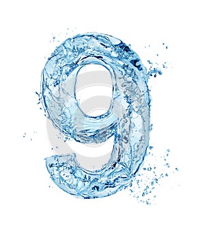 Blue water font number