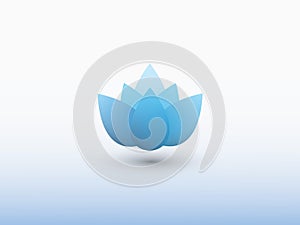 A blue water lily flower logo on white background vector