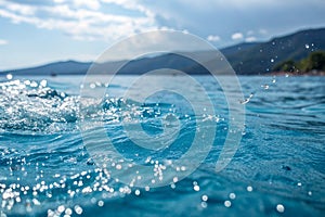 Blue water with ripples and splashes