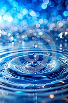 Blue water ripples with splashes photo