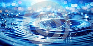 Blue water ripples with splashes photo