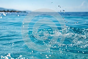 Blue water with ripples and splashes photo