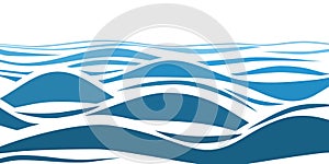 Blue water sea waves abstract vector background