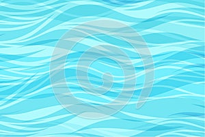 Blue water sea waves abstract vector background. Water wave curve background, ocean banner illustration