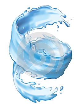 Blue water spiral splash drop transparent aqua vector