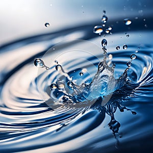 Blue Water Splash on Aqua Background