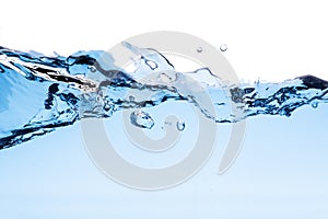 Blue Water splash with bubbles