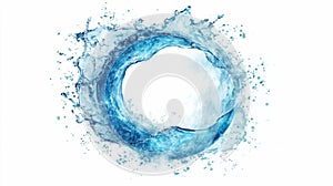 Blue water splash forming circular ring