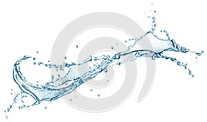 Blue water splash isolated