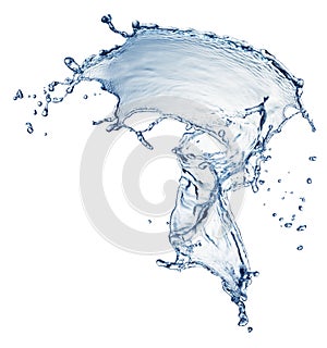 Blue water splash isolated