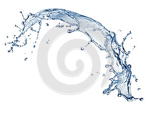 Blue water splash isolated