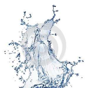 Blue water splash isolated