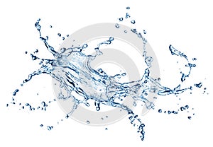 Blue water splash isolated